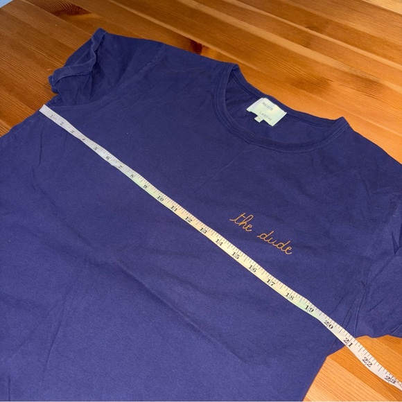 Maison Labiche Womens Large Blue Cotton the dude Embroidered Short Sleeve TShirt - Picture 4 of 7